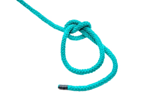 Knot on a cord closeup isolated on a white background