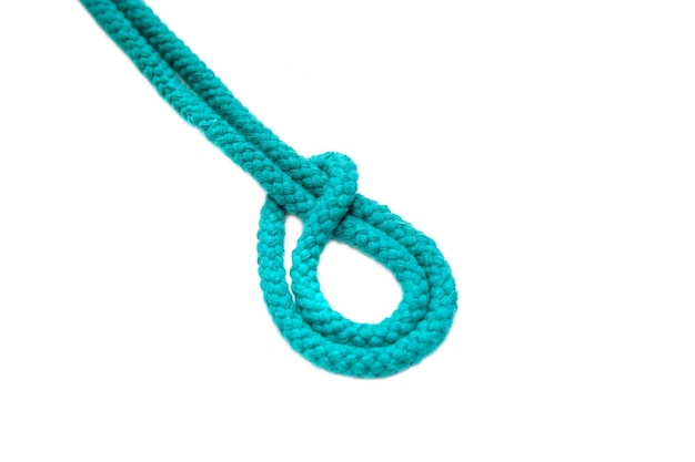 Knot on a cord closeup isolated on a white background