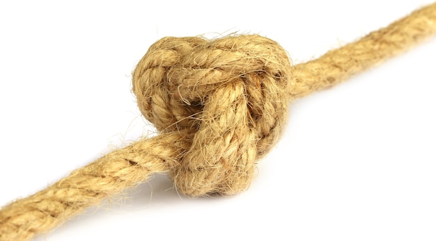 Knot on rope over white background