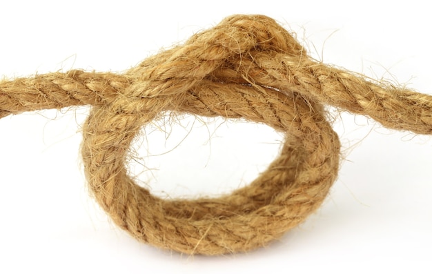 Knot on rope over white background