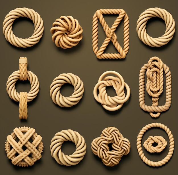 Photo knotted rope design illustration collection