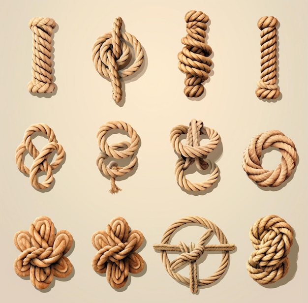 Photo knotted rope design illustration collection