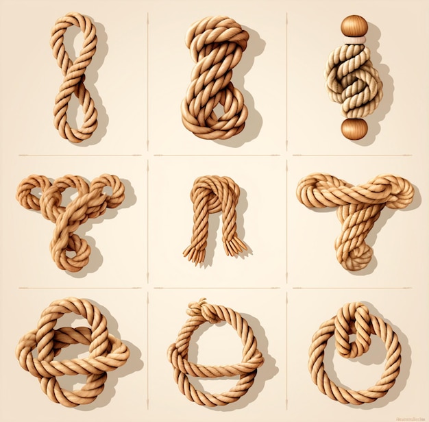 Photo knotted rope design illustration collection