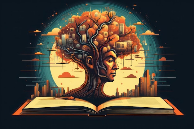 knowledge and book make a perfect vector illustration