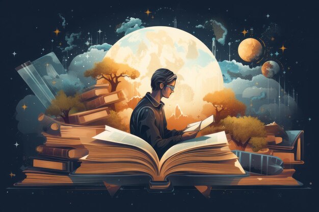 knowledge and book make a perfect vector illustration