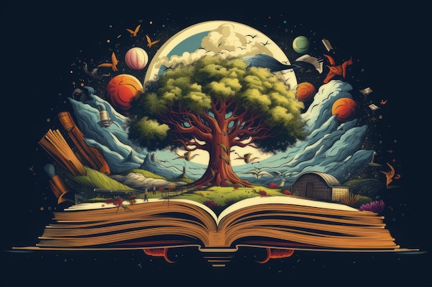 knowledge and book make a perfect vector illustration