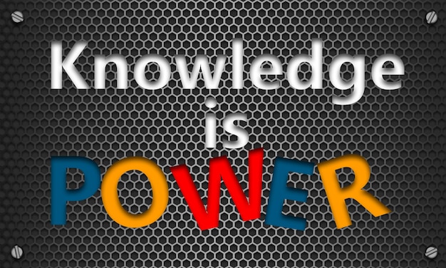 Knowledge is power concept on mesh hexagon background