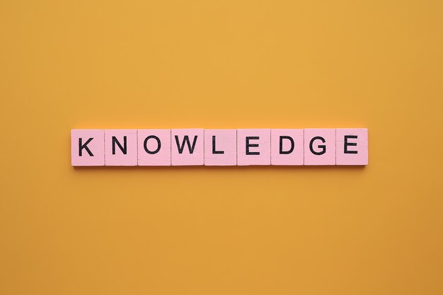 Knowledge word on yellow background.