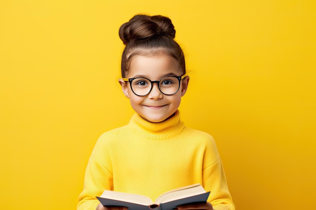 Knowledgeable Academic Beauty Portrait of Diligent College Girl Reading Book Finding Solutions