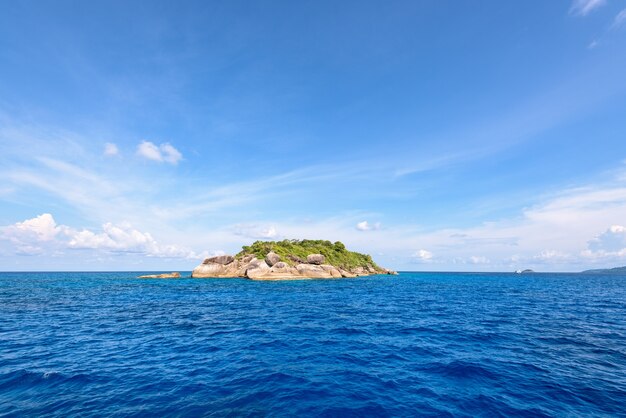 Ko Ha is a small island surrounded by the blue sea under a summer sky at the Mu Ko Similan National Park, Phang Nga Province, Thailand