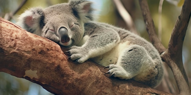 Koala asleep in tree