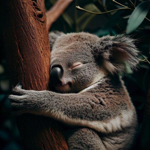 Koala asleep in tree