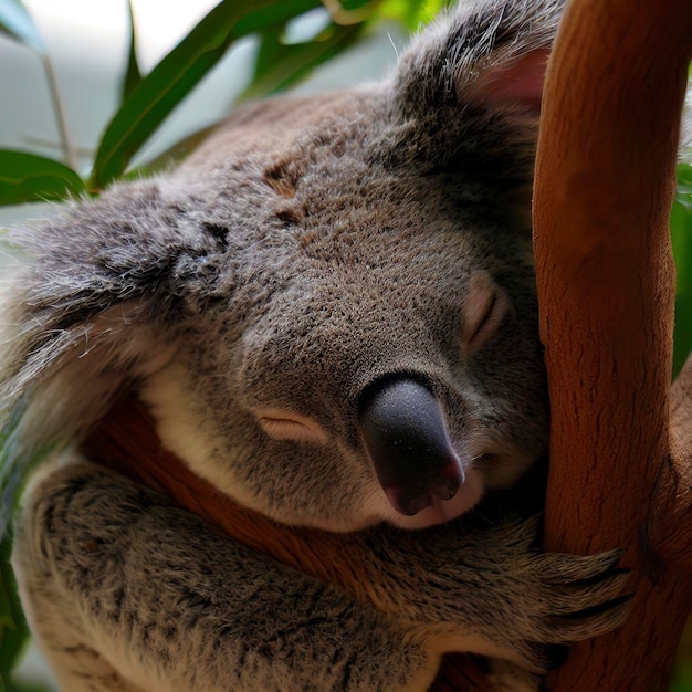 Koala asleep in tree