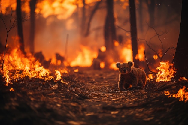 オーストラリアの森林火災のコアラ