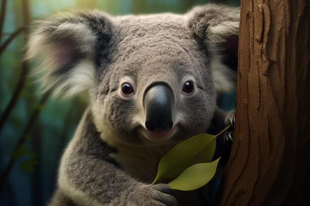 Photo koala baby on mother's back