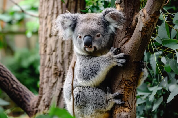 コアラクマがユーカリの木の上に