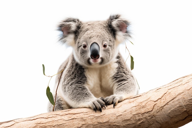 a koala bear sitting on a branch of a tree