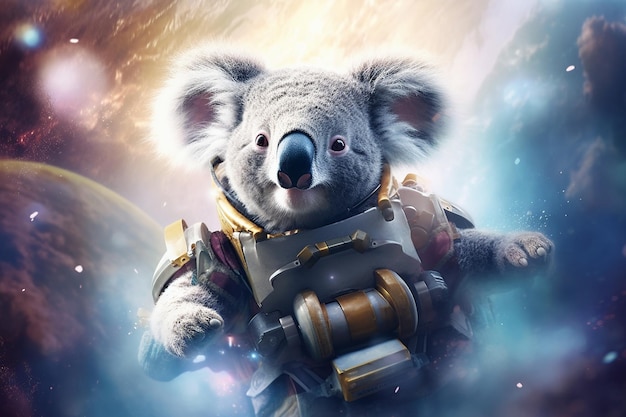 A koala bear in a space suit