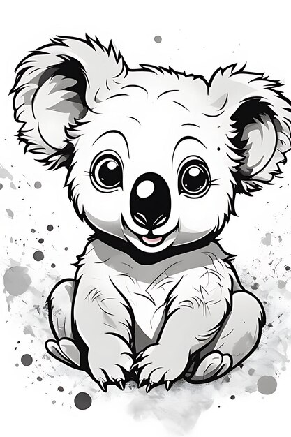 Koala pagina da colorare qualità stampabile qualità poster in bianco e nero