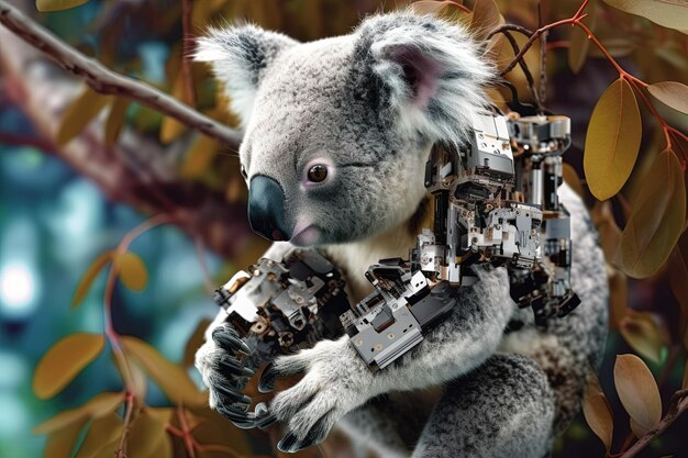 Koala cyborg animal illustration generative ai