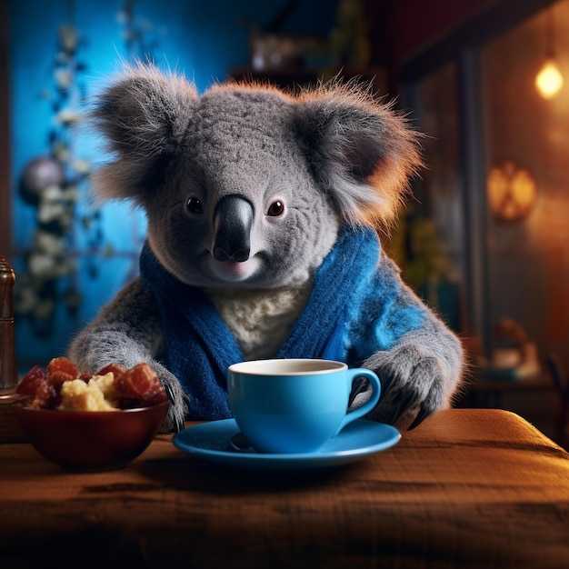 koala having a coffee