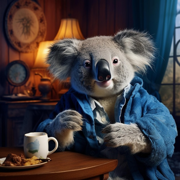 koala having a coffee