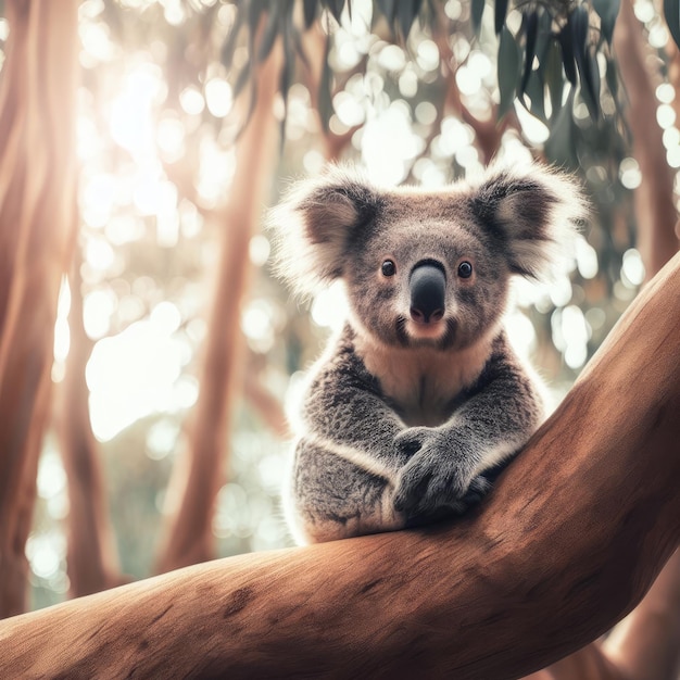 Koala in een boom in het oerwoud