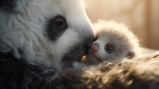 Foto koala-moeder kust de wang van baby-koala