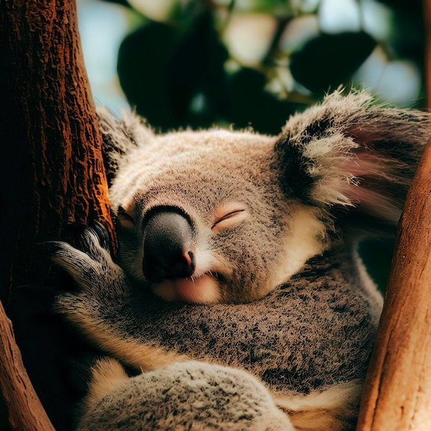 Koala's slapen in een boom.