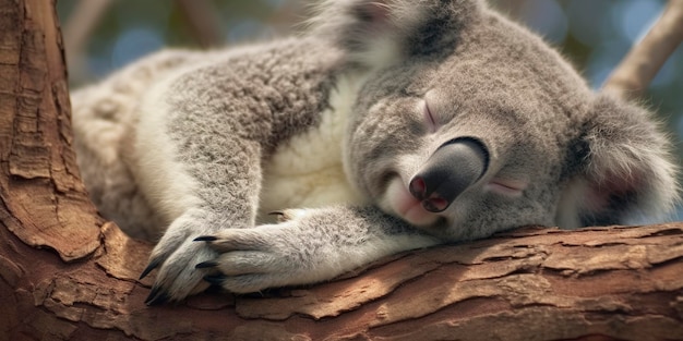 Koala slaapt in de boom
