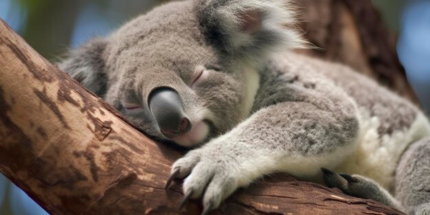 Koala slaapt in de boom