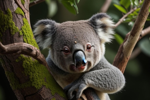 A koala on a tree