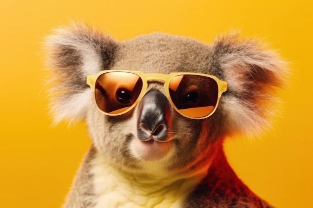 Koala with cool sunglasses and trendy accessory lounging