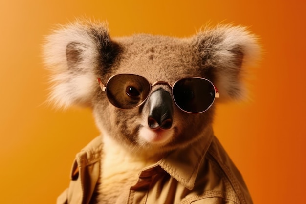 Koala with cool sunglasses and trendy accessory lounging