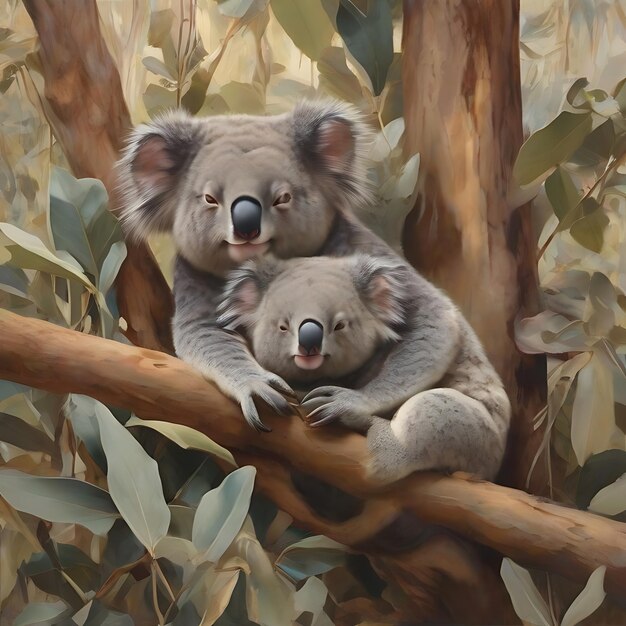 Koalas taking a nap AI