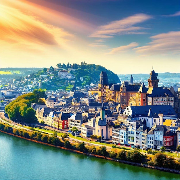 Foto l'orizzonte della città di koblenz in germania