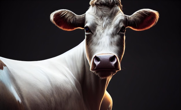 Koe dier Portret van een koe Digitale kunststijl illustratie schilderij