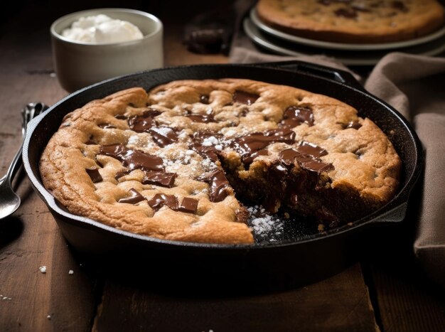 Koekenpan geroosterde chocoladeschilferkoekjescake