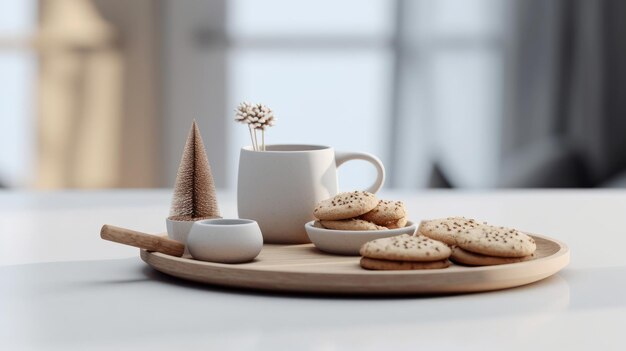 Koekjes en een rustgevende kop warme chocolademelk tijdens de feestdagen worden door AI gegenereerd