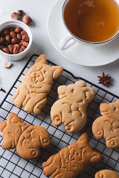 Foto koekjes in de vorm van een corgi hond