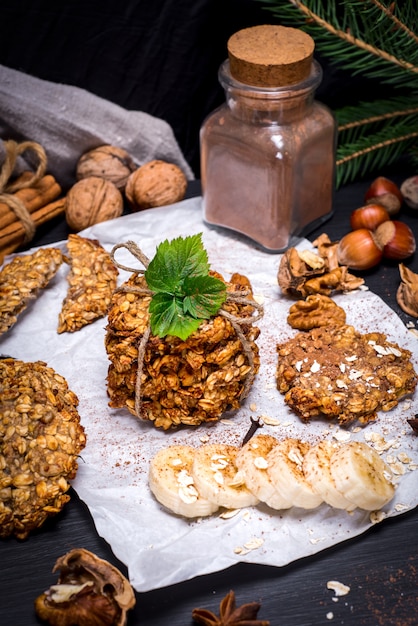 Koekjes van havervlokken en banaan