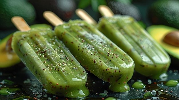 Foto koel avocado ijs lollies ijs