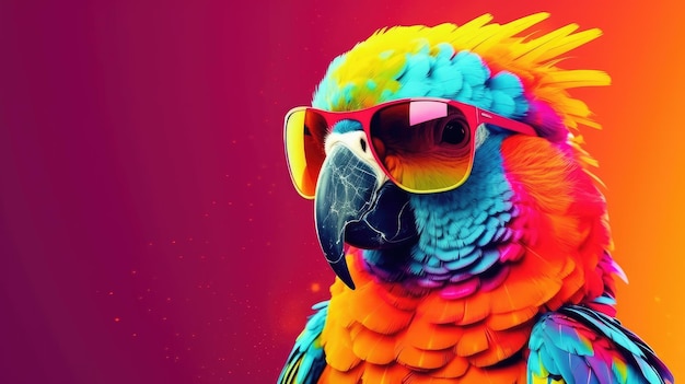 Koele papegaai met zonnebril.
