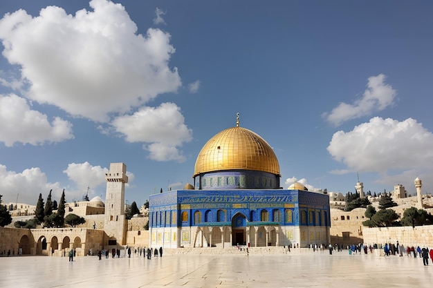 Koepel van de rots Alaqsa moskee oude stad van jeruzalempalestine