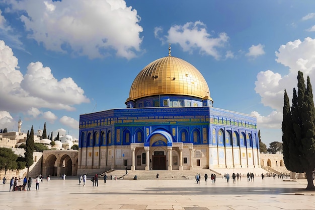 Koepel van de rots bij de oude stad Alaqsa-moskee van Jeruzalem