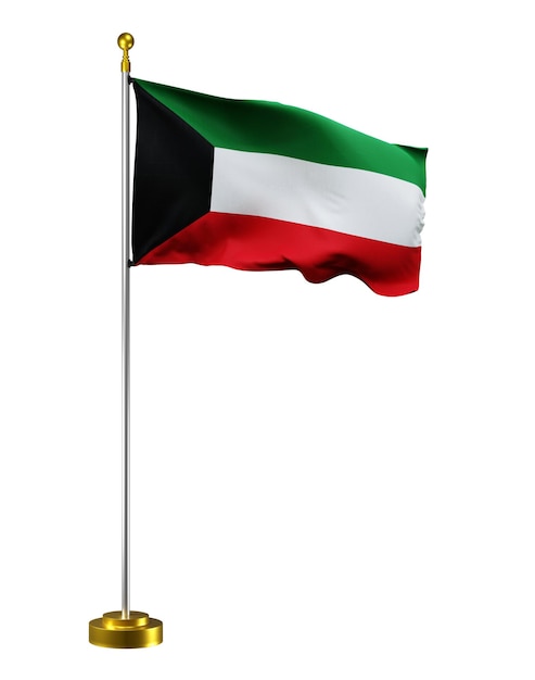 Koeweit vlag zwaaien op witte achtergrond digitale illustratie voor nationale activiteit of sociale media