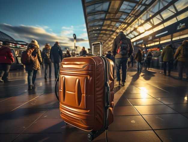 Koffer op de luchthaven terminal Generatieve AI