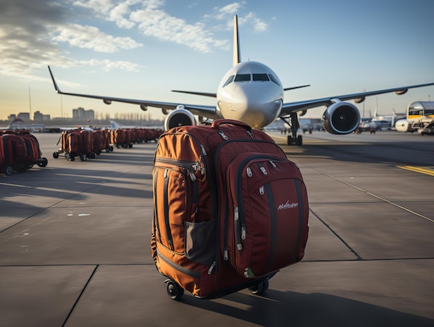 Koffer op de luchthaven terminal Generatieve AI