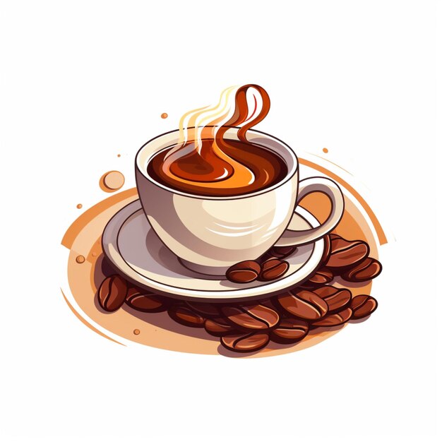 Koffie 2d vector illustratie cartoon op witte achtergrond