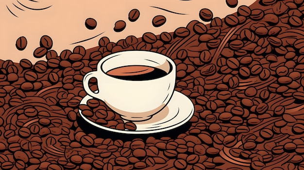 Koffie achtergrond illustratie ontwerp koffiebonen cafeïne